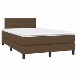 vidaXL Letto a Molle Materasso e LED MarroneScuro 120x190cm in Tessuto - Vista aggiuntiva 3