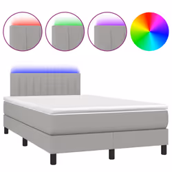 Letto a Molle Materasso e LED Grigio Chiaro 120x190 cm Tessutocod mxl 91744 - Vista aggiuntiva 2