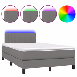 vidaXL Letto a Molle Materasso e LED Grigio Scuro 120x190cm in Tessuto - Vista aggiuntiva 2