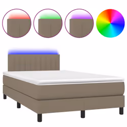 vidaXL Letto a Molle con Materasso e LED Tortora 120x190 cm in Tessuto - Vista aggiuntiva 2
