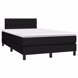 vidaXL Letto a Molle con Materasso e LED Nero 120x190 cm in Tessuto - Vista aggiuntiva 3
