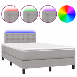 Letto a Molle Materasso e LED Grigio Chiaro 120x190 cm Tessutocod mxl 115987 - Vista aggiuntiva 2