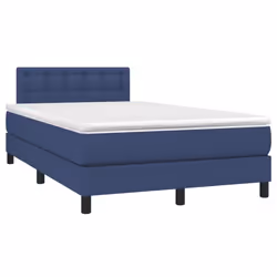 vidaXL Letto a Molle con Materasso e LED Blu 120x190 cm in Tessuto - Vista aggiuntiva 3