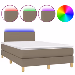 vidaXL Letto a Molle con Materasso e LED Tortora 120x190 cm in Tessuto - Vista aggiuntiva 2
