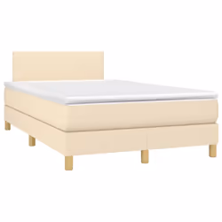 vidaXL Letto a Molle con Materasso e LED Crema 120x190 cm in Tessuto - Vista aggiuntiva 3