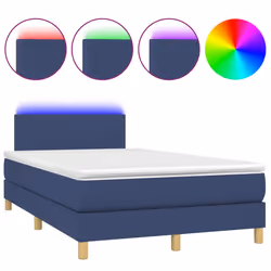 vidaXL Letto a Molle con Materasso e LED Blu 120x190 cm in Tessuto - Vista aggiuntiva 2