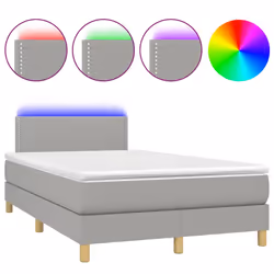 vidaXL Letto a Molle Materasso e LED Grigio Chiaro 120x190 cm Tessuto - Vista aggiuntiva 2