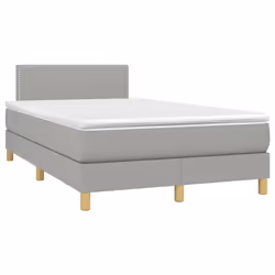 vidaXL Letto a Molle Materasso e LED Grigio Chiaro 120x190 cm Tessuto - Vista aggiuntiva 3
