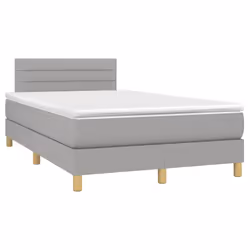 vidaXL Letto a Molle Materasso e LED Grigio Chiaro 120x190 cm Tessuto - Vista aggiuntiva 3