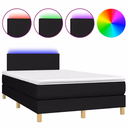 vidaXL Letto a Molle con Materasso e LED Nero 120x190 cm in Tessuto - Vista aggiuntiva 2