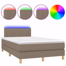 vidaXL Letto a Molle con Materasso e LED Tortora 120x190 cm in Tessuto - Vista aggiuntiva 2