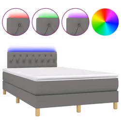 vidaXL Letto a Molle Materasso e LED Grigio Scuro 120x190cm in Tessuto - Vista aggiuntiva 2