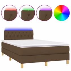 vidaXL Letto a Molle Materasso e LED MarroneScuro 120x190cm in Tessuto - Vista aggiuntiva 2