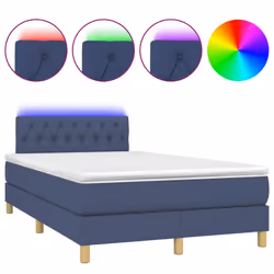 vidaXL Letto a Molle con Materasso e LED Blu 120x190 cm in Tessuto - Vista aggiuntiva 2