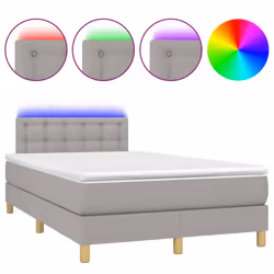 Letto a Molle Materasso e LED Grigio Chiaro 120x190 cm Tessutocod mxl 87174 - Vista aggiuntiva 2