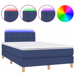 vidaXL Letto a Molle con Materasso e LED Blu 120x190 cm in Tessuto - Vista aggiuntiva 2