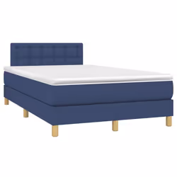vidaXL Letto a Molle con Materasso e LED Blu 120x190 cm in Tessuto - Vista aggiuntiva 3