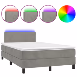 Letto a Molle Materasso e LED Grigio Chiaro 120x190 cm Vellutocod mxl 115366 - Vista aggiuntiva 2