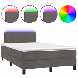 Letto a Molle Materasso e LED Grigio Scuro 120x190cm in Vellutocod mxl 91402 - Vista aggiuntiva 2