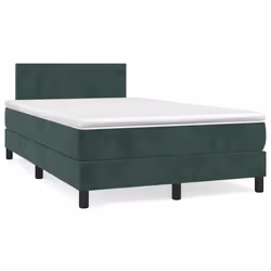 vidaXL Letto a Molle con Materasso e LED Verde Scuro 120x190cm Velluto - Vista aggiuntiva 3