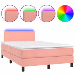 vidaXL Letto a Molle con Materasso e LED Rosa 120x190 cm in Velluto - Vista aggiuntiva 2