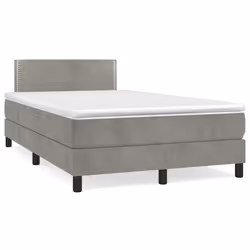 vidaXL Letto a Molle Materasso e LED Grigio Chiaro 120x190 cm Velluto - Vista aggiuntiva 3