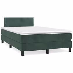 vidaXL Letto a Molle con Materasso e LED Verde Scuro 120x190cm Velluto - Vista aggiuntiva 3