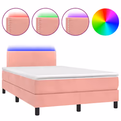 vidaXL Letto a Molle con Materasso e LED Rosa 120x190 cm in Velluto - Vista aggiuntiva 2