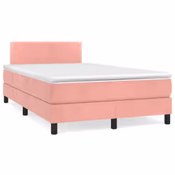 vidaXL Letto a Molle con Materasso e LED Rosa 120x190 cm in Velluto - Vista aggiuntiva 3