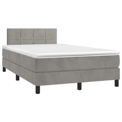 vidaXL Letto a Molle Materasso e LED Grigio Chiaro 120x190 cm Velluto