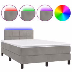 vidaXL Letto a Molle Materasso e LED Grigio Chiaro 120x190 cm Velluto - Vista aggiuntiva 2