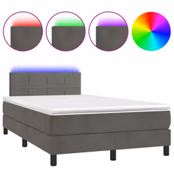 Letto a Molle Materasso e LED Grigio Scuro 120x190cm in Vellutocod mxl 91518 - Vista aggiuntiva 2
