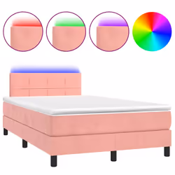 vidaXL Letto a Molle con Materasso e LED Rosa 120x190 cm in Velluto - Vista aggiuntiva 2