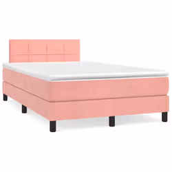 vidaXL Letto a Molle con Materasso e LED Rosa 120x190 cm in Velluto - Vista aggiuntiva 3