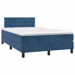 Letto a Molle Materasso e LED Blu Scuro 120x190 cm in Vellutocod mxl 92576 - Vista aggiuntiva 3