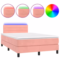 vidaXL Letto a Molle con Materasso e LED Rosa 120x190 cm in Velluto - Vista aggiuntiva 2