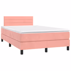 vidaXL Letto a Molle con Materasso e LED Rosa 120x190 cm in Velluto - Vista aggiuntiva 3