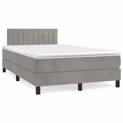 vidaXL Letto a Molle Materasso e LED Grigio Chiaro 120x190 cm Velluto - Vista aggiuntiva 3