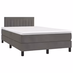 vidaXL Letto a Molle Materasso e LED Grigio Scuro 120x190cm in Velluto - Vista aggiuntiva 3