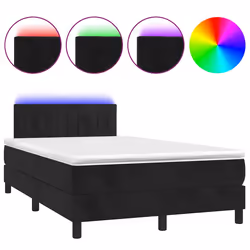 vidaXL Letto a Molle con Materasso e LED Nero 120x190 cm in Velluto - Vista aggiuntiva 2