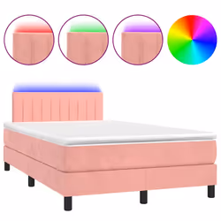 vidaXL Letto a Molle con Materasso e LED Rosa 120x190 cm in Velluto - Vista aggiuntiva 2