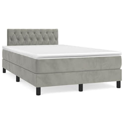 vidaXL Letto a Molle Materasso e LED Grigio Chiaro 120x190 cm Velluto