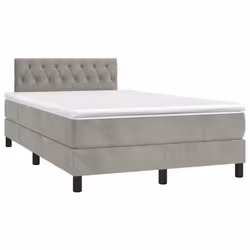 vidaXL Letto a Molle Materasso e LED Grigio Chiaro 120x190 cm Velluto - Vista aggiuntiva 3