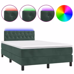 Letto a Molle con Materasso e LED Verde Scuro 120x190cm Vellutocod mxl 115367 - Vista aggiuntiva 2