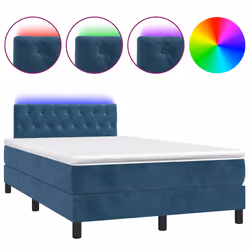 Letto a Molle Materasso e LED Blu Scuro 120x190 cm in Vellutocod mxl 91403 - Vista aggiuntiva 2