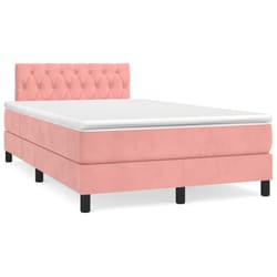 Letto a Molle con Materasso e LED Rosa 120x190 cm in Vellutocod mxl 115831