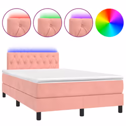 Letto a Molle con Materasso e LED Rosa 120x190 cm in Vellutocod mxl 115831 - Vista aggiuntiva 2
