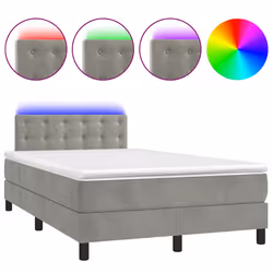Letto a Molle Materasso e LED Grigio Chiaro 120x190 cm Vellutocod mxl 91850 - Vista aggiuntiva 2