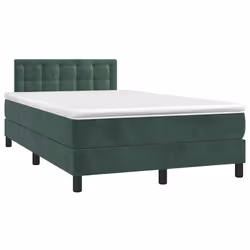 Letto a Molle con Materasso e LED Verde Scuro 120x190cm Vellutocod mxl 91834 - Vista aggiuntiva 3