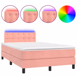 Letto a Molle con Materasso e LED Rosa 120x190 cm in Vellutocod mxl 91851 - Vista aggiuntiva 2